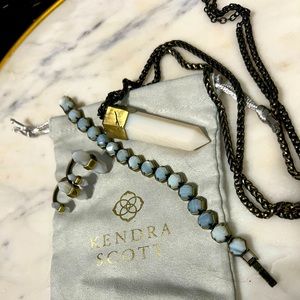 Kendra Scott In White Banded Agate/antique set
